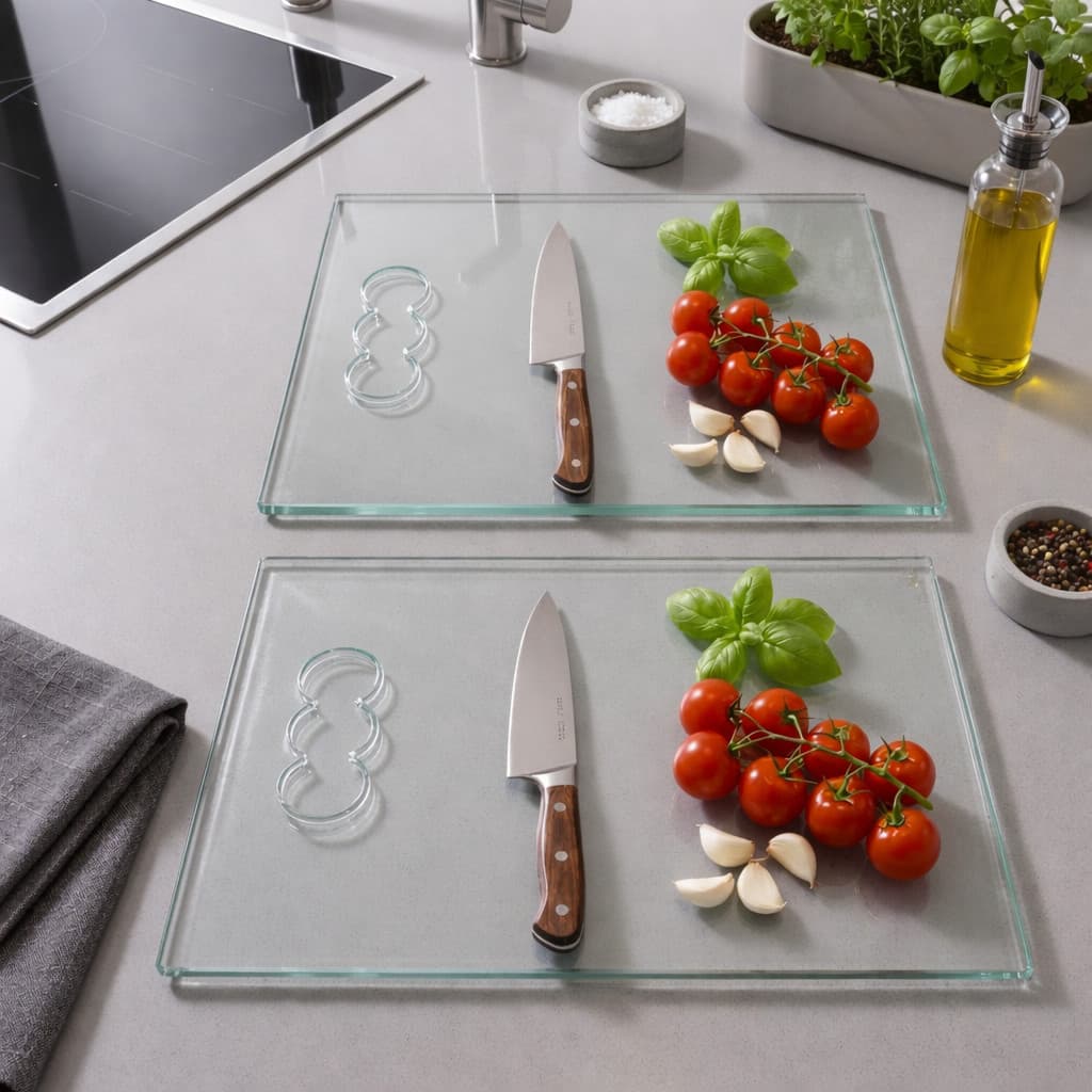 KIT 2 TÁBUAS DE VIDRO PARA CHURRASCO 40X25 8MM INCOLOR