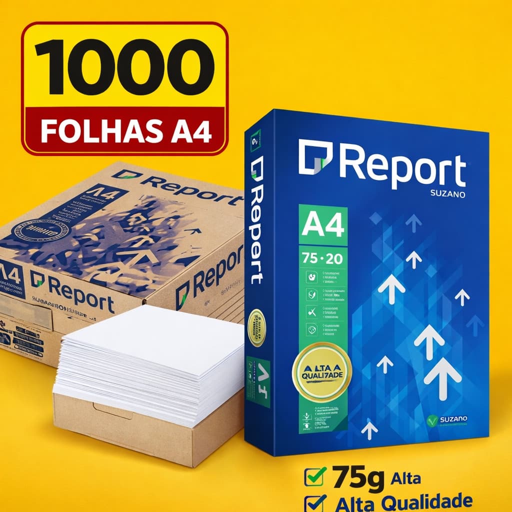 Papel Sulfite A4 Report 1000 Folhas Branco Alta Qualidade Impressora