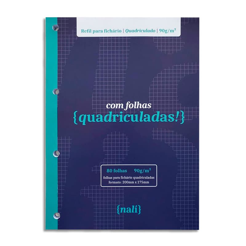 Bloco P/ Fichario Branco A4 Quadriculado Nalí