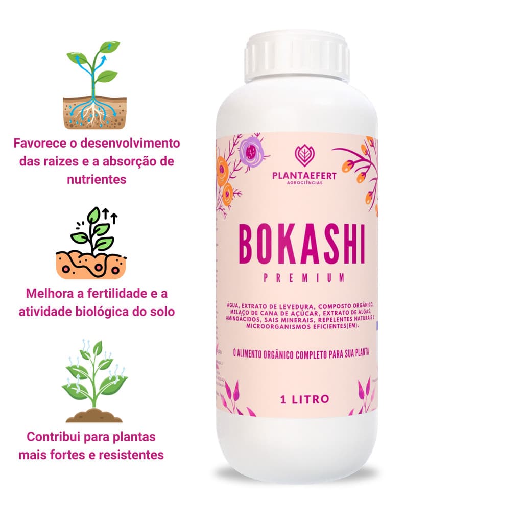 Bokashi Adubo Orgânico Líquido 1 Litro Rende 200 Litros Com Microorganismos e Algas Marinhas