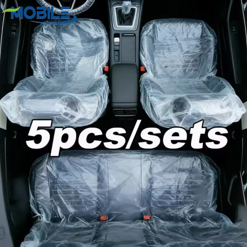 Capas Descartáveis Transparentes Para Assento De Carro , Conjunto Completo De Material PE | Proteção À Prova De Poeira D