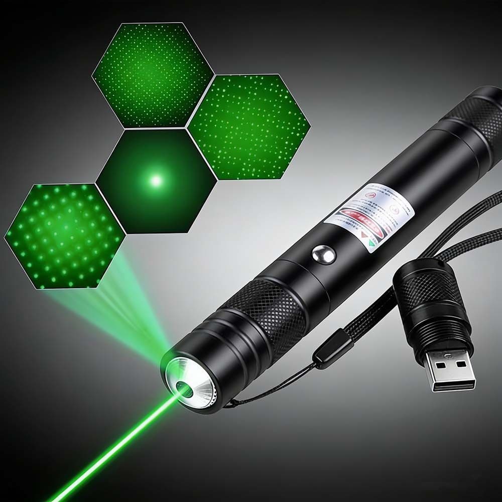 KIT 1/2 PCS Caneta Laser Verde Recarregável com Bateria e Chave de Segurança