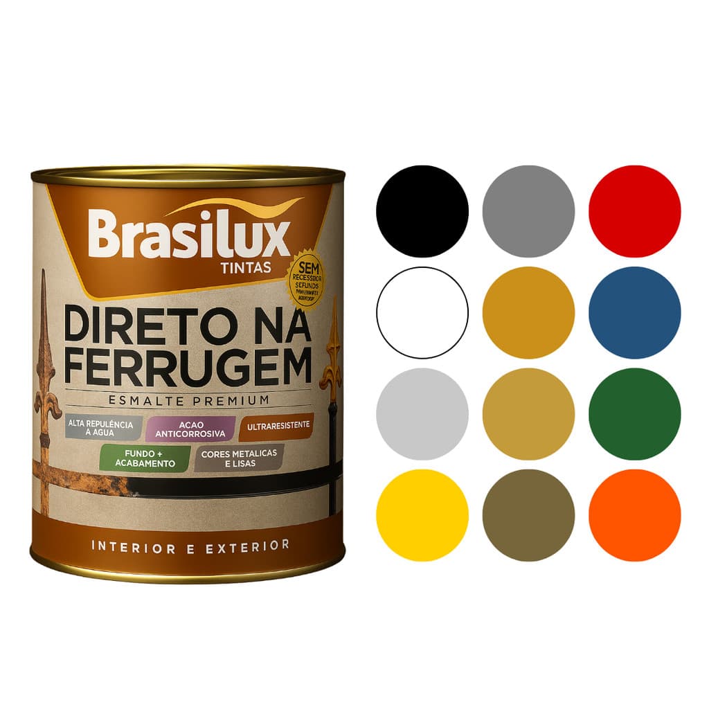 Tinta Esmalte Direto Na Ferrugem Resistente De 900ml Brasilux