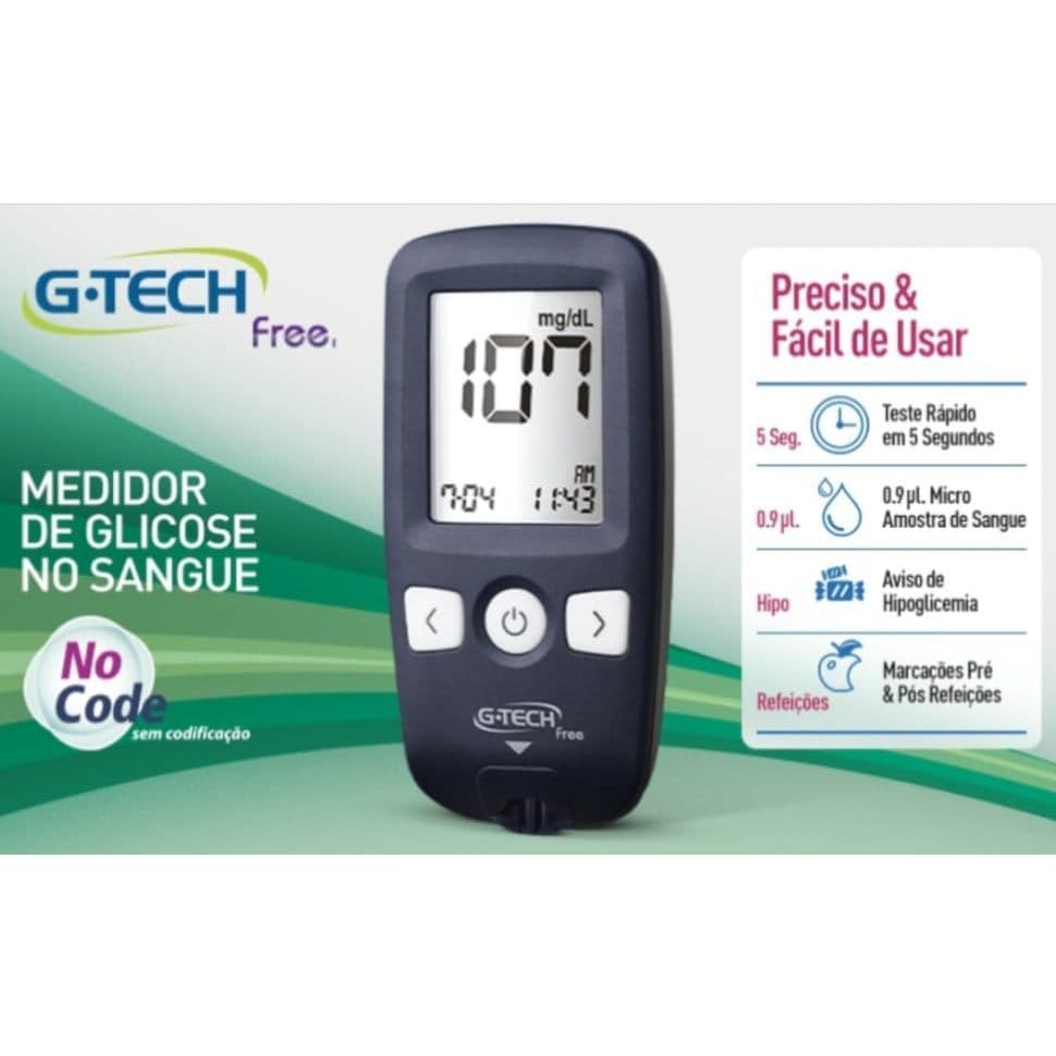 Medidor de Glicose G-Tech Free (Somente o Medidor + Bateria)