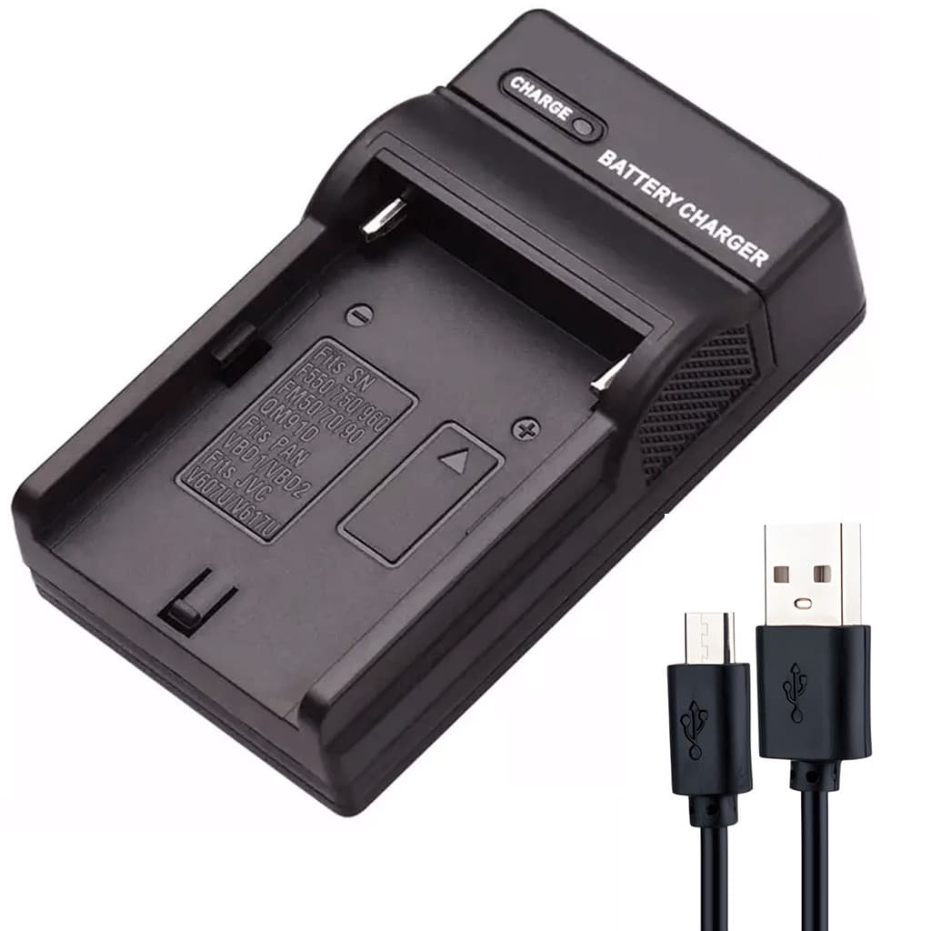 Carregador NP-F para Baterias Sony NP-F550, NP-F750, NP-F960, NP-F970 (USB)