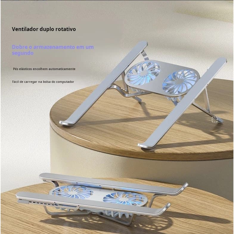 Suporte Para Notebook Com Dupla Refrigeracao Dobrável 360° velocidade de 3000 RPM Tomate