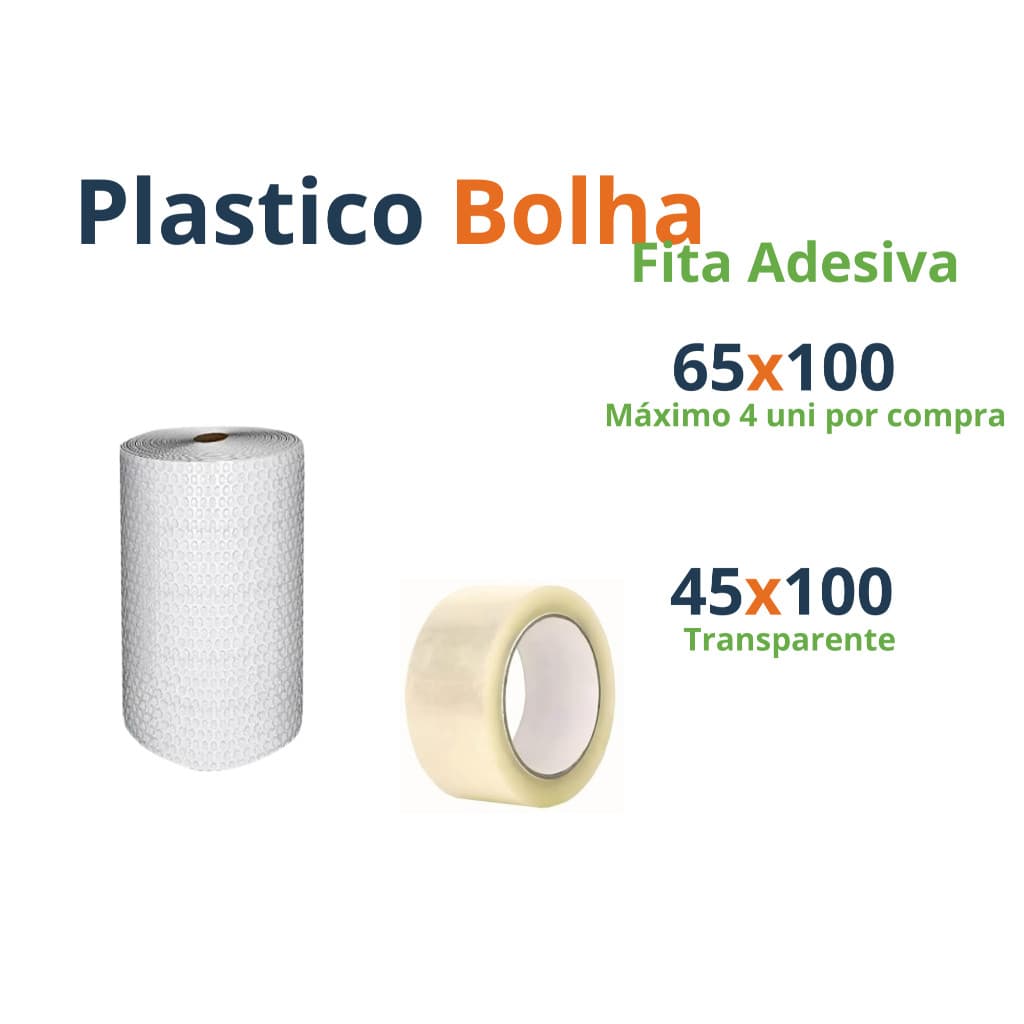 1 Plástico Bolha 65x100 Metros + 1 Fita Adesiva 45x100 - Envio Rápido ! 25 micras !
