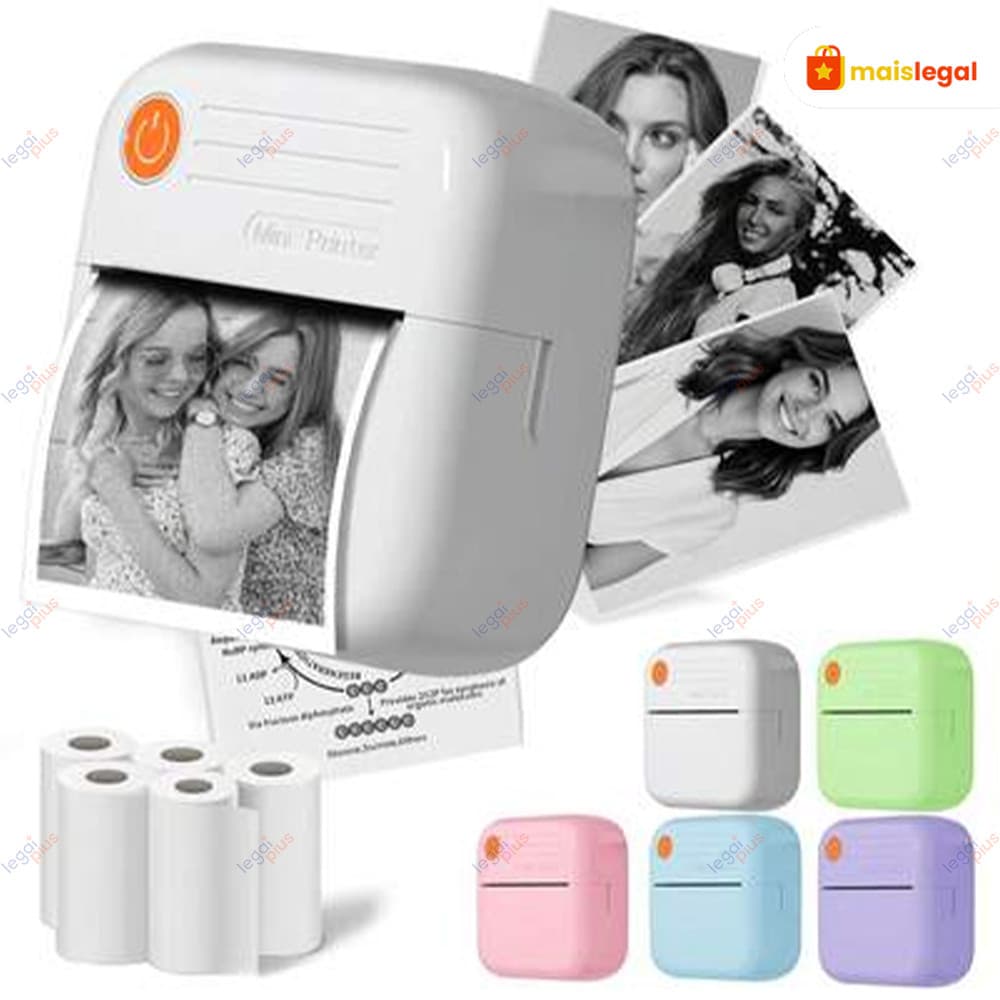 Mini impressora portátil :impressão de fotos,registro de questões erradas para estudantes,compatível com Android&iOS.