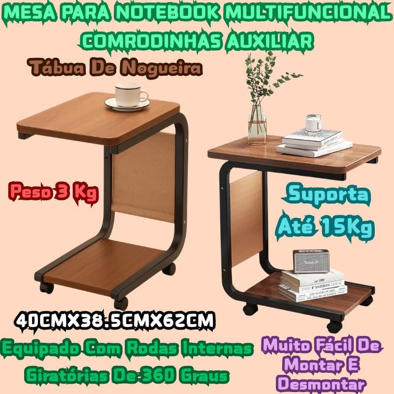 Mesa Tábua De Nogueira De Canto Cama Com Rodinhas Cabeceira Mesa Multifuncional Lateral De Sofá