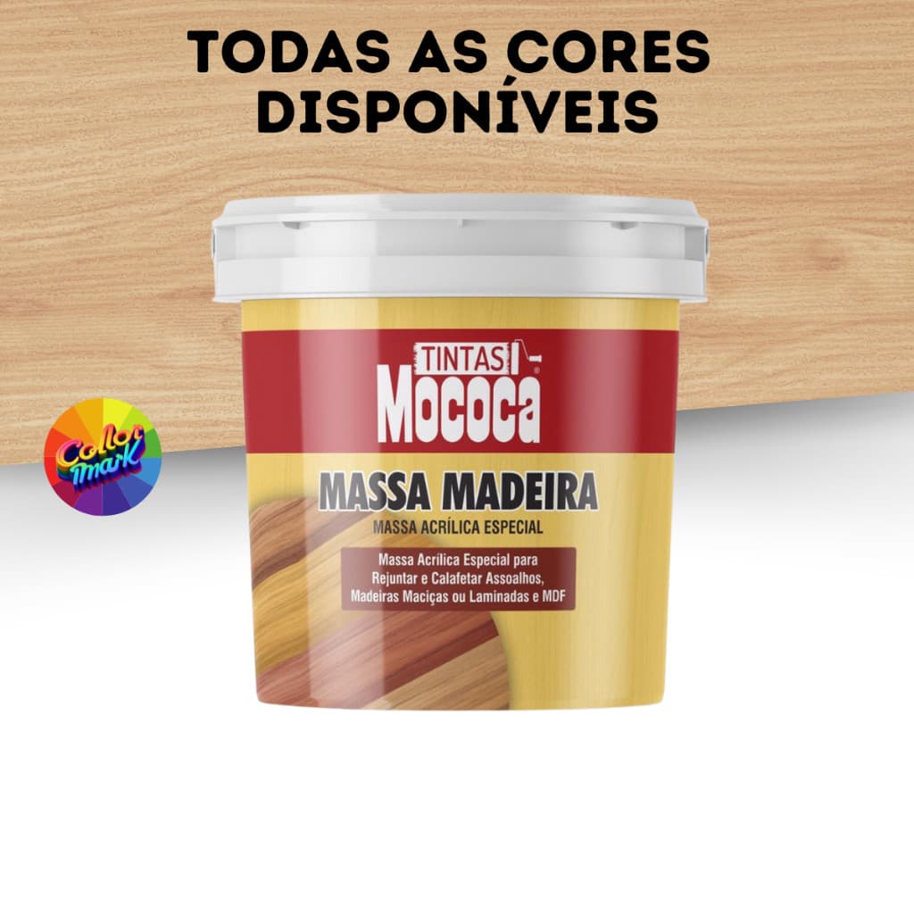 MASSA PARA MADEIRA MOGNO 350G TODAS AS CORES MOCOCA ALTO PODER DE ENCHIMENTO FÁCIL APLICAÇÃO SECAGEM RÁPIDA