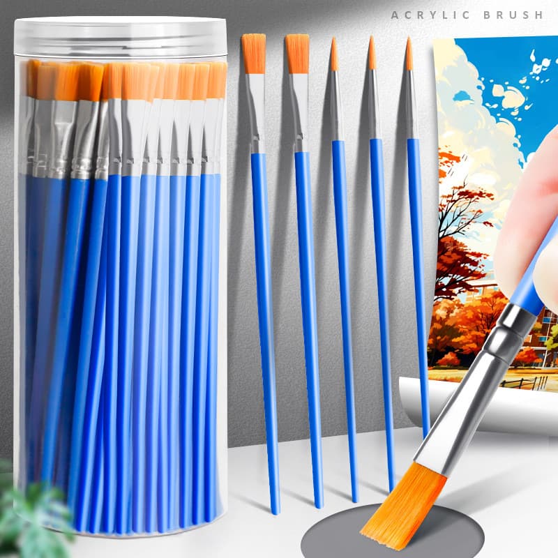 Conjunto De Pincéis De Pintura Profissional (50 Unidades)-Cerdas De Nylon De Vários Tamanhos Para Óleo/Água/Acrílico/Art