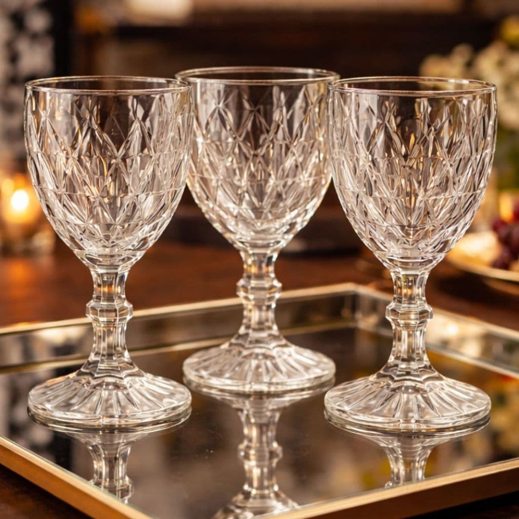 Jogo de Taça Diamante Copo Vidro Transparente Taças Abacaxi Gourmet Bico De Jaca 330ml