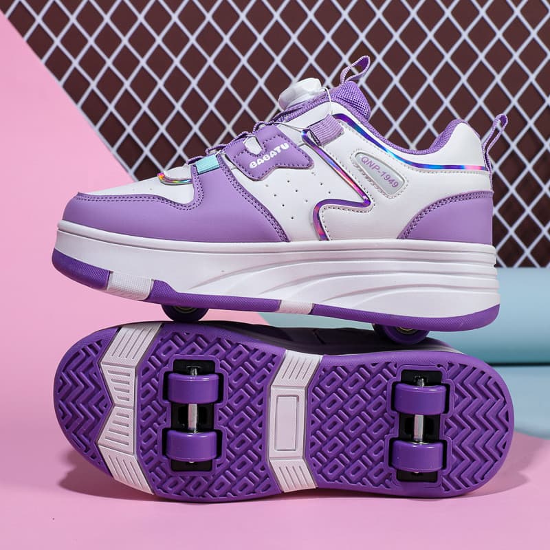 Runaway sapatos estudante polia de quatro rodas sapatos esportivos crianças adolescentes deformado patinação carretel bo