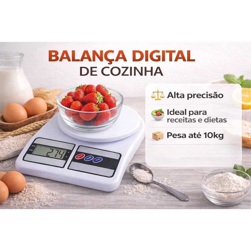 🔥Balança Digital 1g a 10kg – Perfeita -Dieta, Confeitaria e Controle de Porções