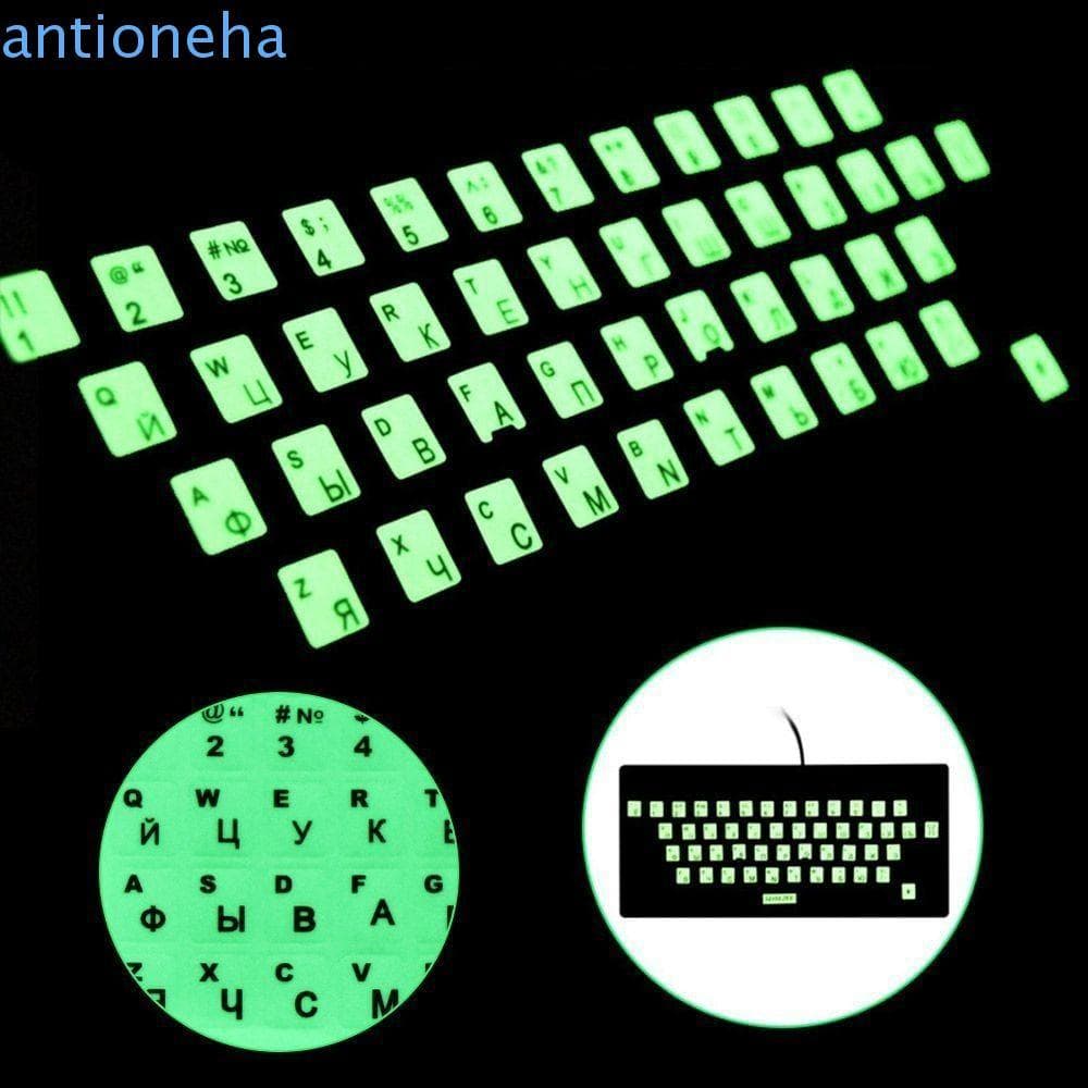 ANTIONEHA Adesivos De Teclado Luminosos Árabe Inglês Para Laptop PC Coreano Japonês Tailandês Decalque