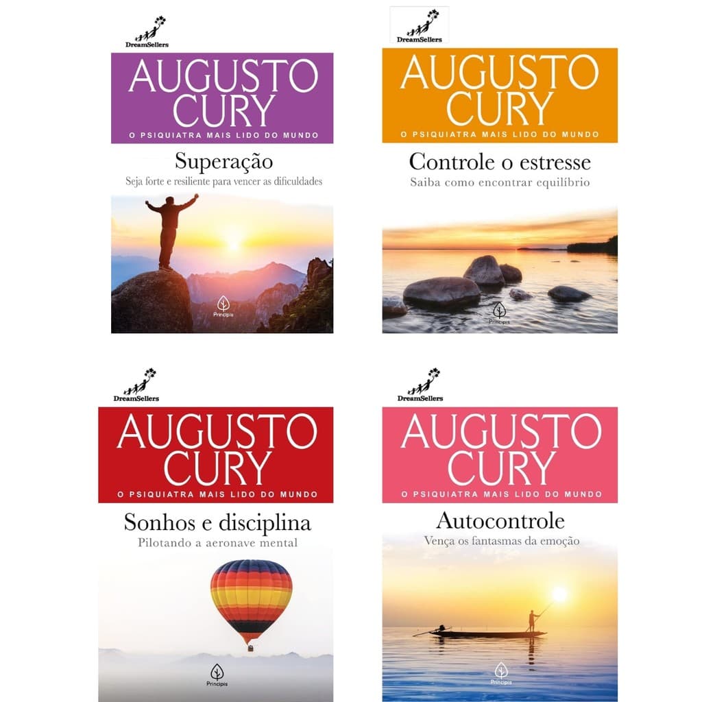 Kit 4 Livros Augusto Cury - Autocontrole, Controle o Estresse, Sonhos e Disciplina e Superação