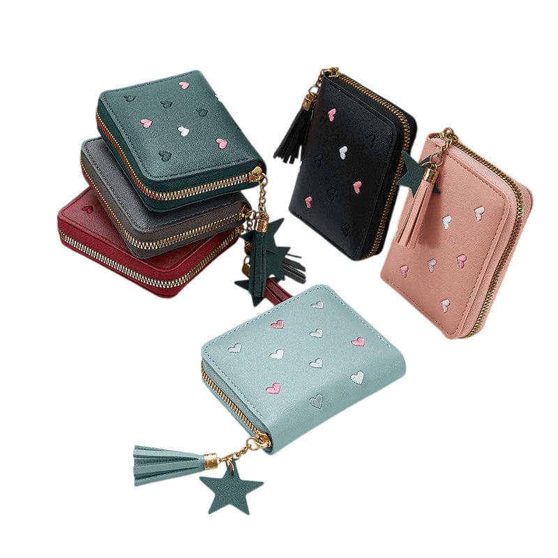 Carteira Feminina Pequena Couro Porta Moedas Cartão Zíper