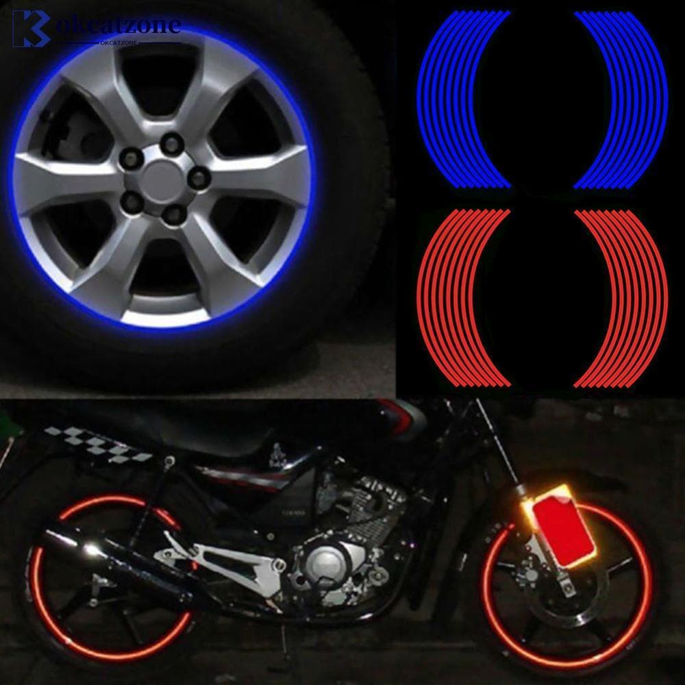 OKCATZONE 16 Unidades De 18 Polegadas Para Aro De Carro De Motocicleta Adesivo De Roda Decalque Reflexivo I2Y3