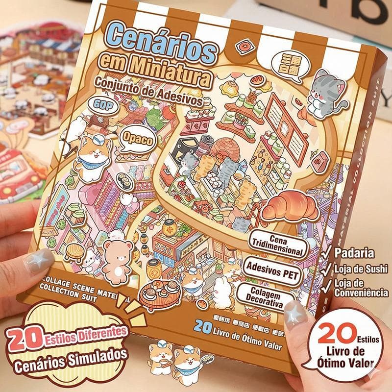 Adesivos 3D PET Com Pinça 20 Cenas 60 Páginas Presente Criativo Para Crianças