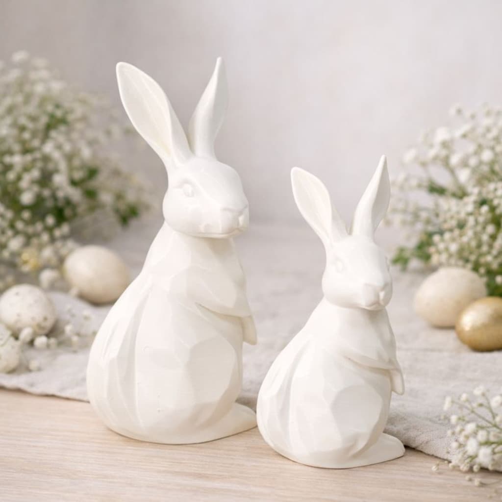 2 Coelhos Pascoa Decoração Moderna Luxo Mininalista Enfeite