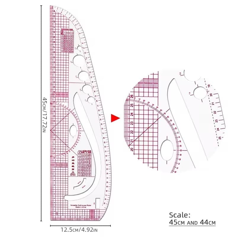 Régua 3 em 1 Flexível Costura Patchwork Modelagem Profissional