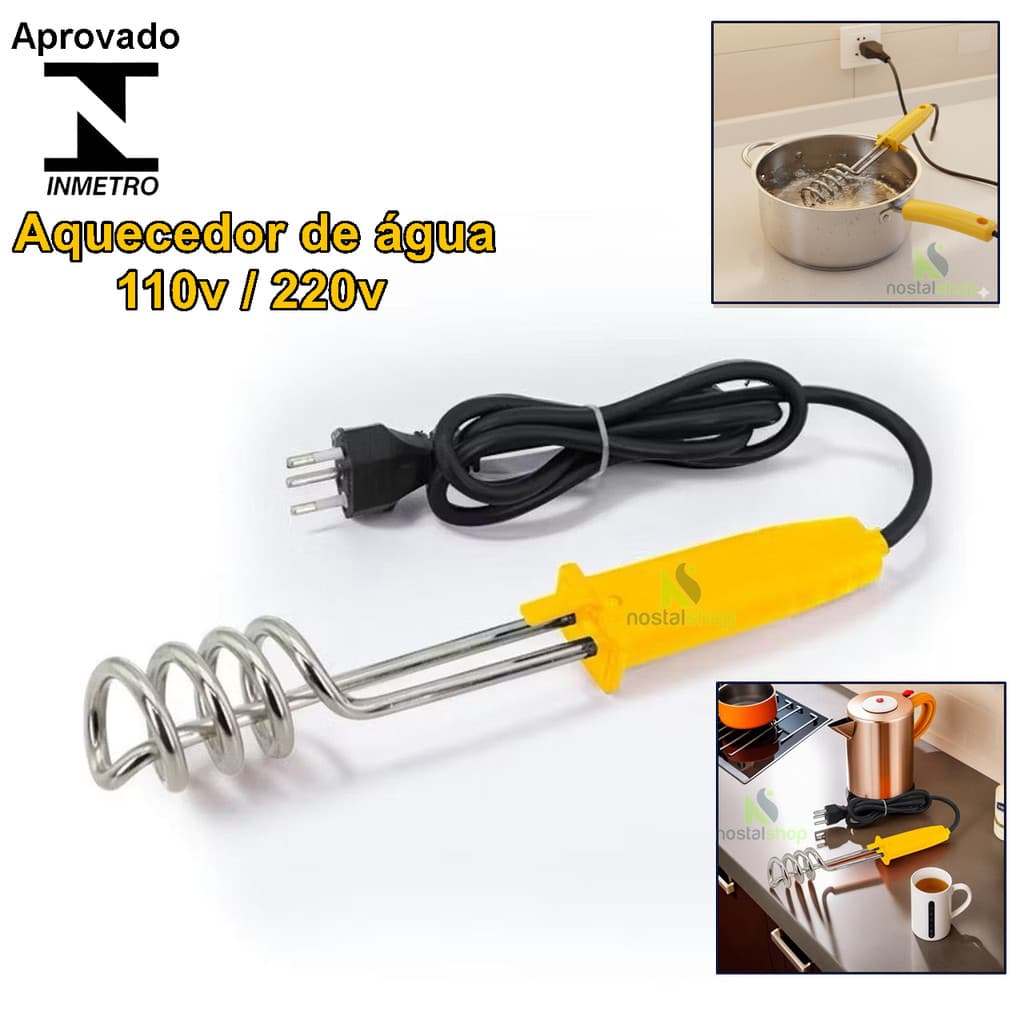 Aquecedor de Água por Imersão Rabo Quente 1500w 110v/220v Ebulidor elétrico Mergulhão