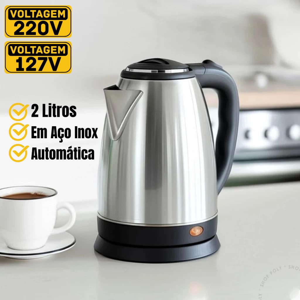 Chaleira Elétrica Inox Grande 2Litros 110V/220V 1500W