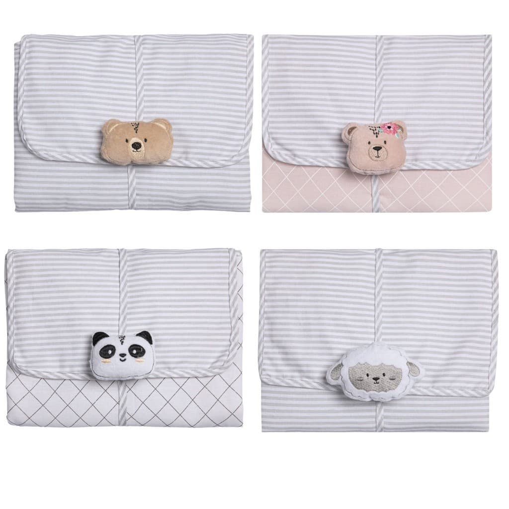 Trocador Portátil 66cmx40cm Impermeavel Bordado Papi Friends C/Porta Fraldas Premium