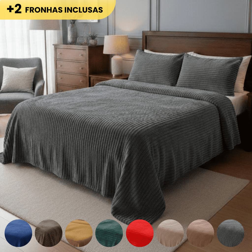 Manta Canelada Soft Plush Casal Queen Antialérgica 2,50 X 2,20