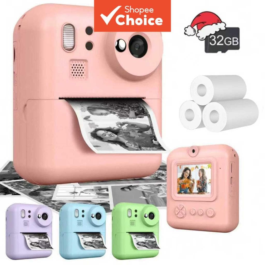  Conjunto de Câmera Instantânea para Homens & Mulheres, Câmera Digital HD 1080P, Impressora de Fotos Portátil