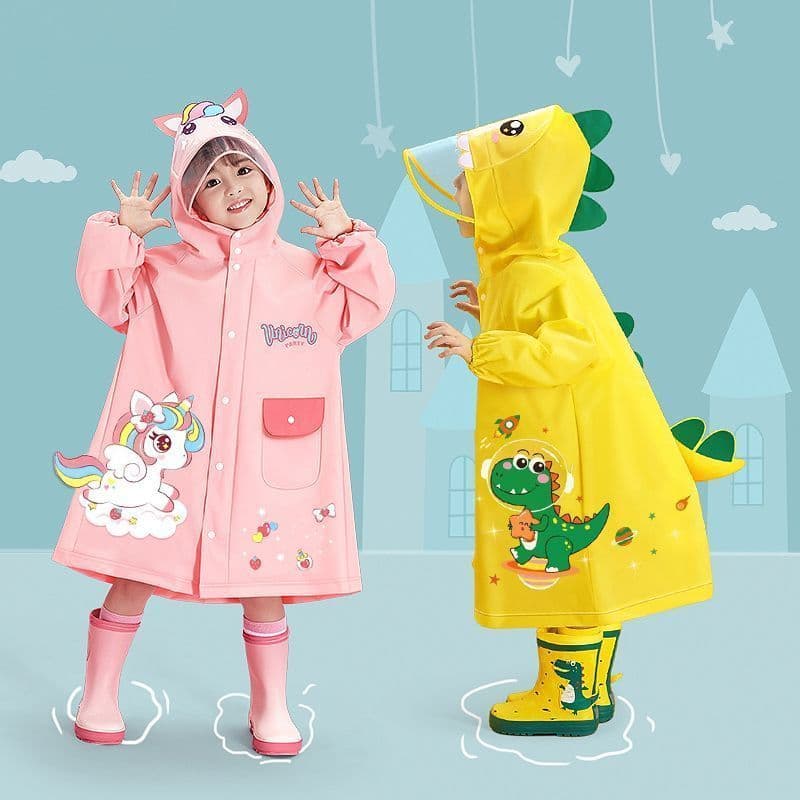 Capa de Chuva Infantil Cartoon com Capuz – Impermeável Escolar Meninos Meninas