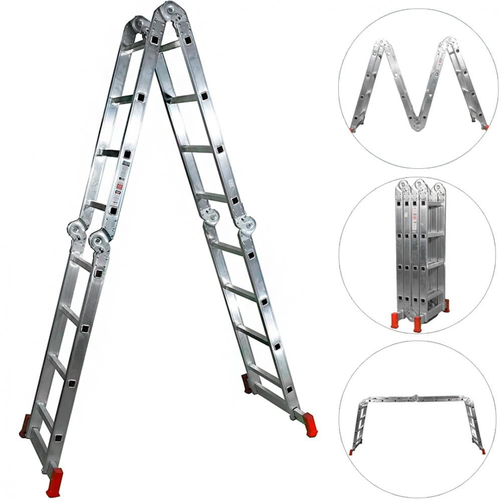 Escada multifuncional de aluminio 4x4 16D. 13 em 1 Botafogo