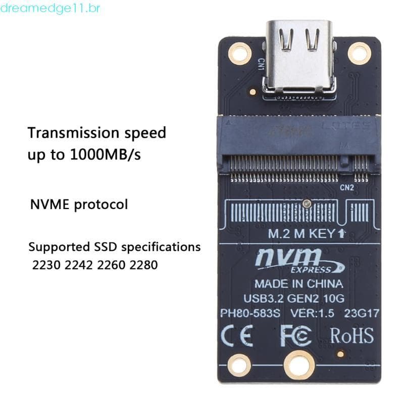 dreamedge11 NVME Para USB3 1 Placa Adaptadora Caixa Disco Rígido Desempenho 10 Gbps JMS583