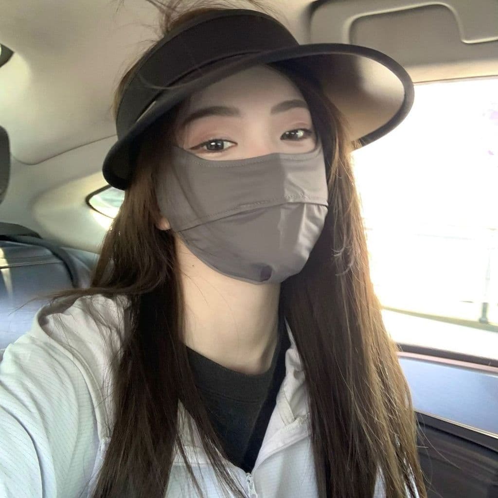 [Estoque pronto] Máscara protetora solar de seda gelada Proteção facial de verão Equitação Estilo fino Máscara respiráve