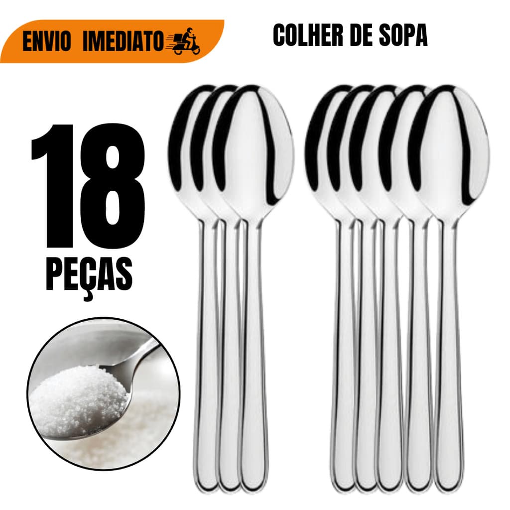 Jogo 18 ou 12 Talheres Colheres em Aço Inox Premium Alta qualidade Para Restaurantes Cozinha Casa Bar Talher Colher Sopa