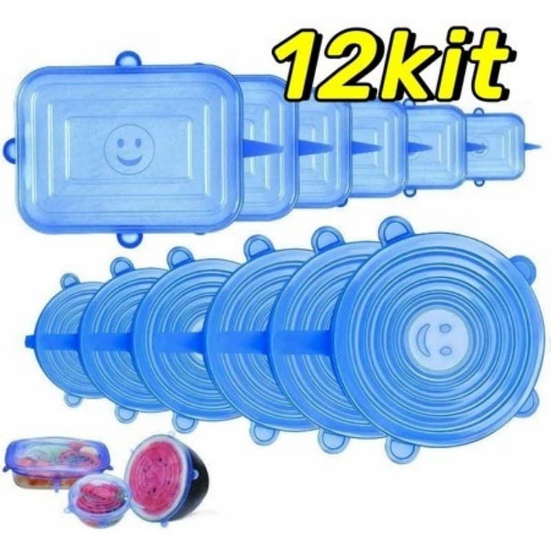 Kit18 Tampas de Silicone Reutilizáveis  – Universal Elástica para Panelas e Recipientes | 6/12/18 Peças