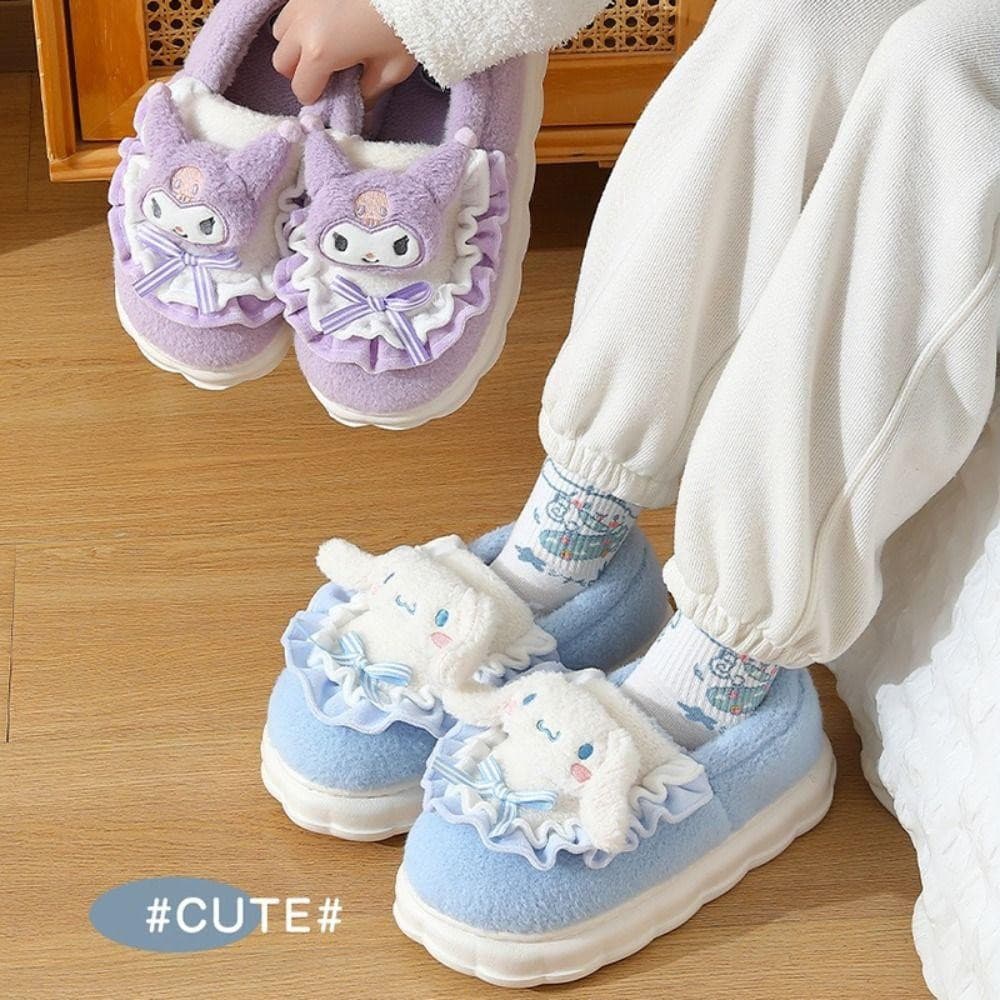 Chinelos Sanrio , Kuromi Cinnamoroll Melody Plush , Hello Kitty Purin Home Shoes