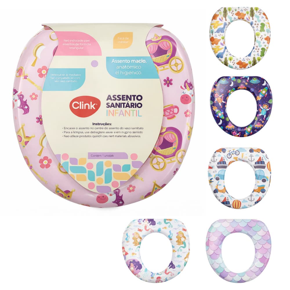 Assento Redutor Sanitário Infantil Decorado Almofadado Desfralde