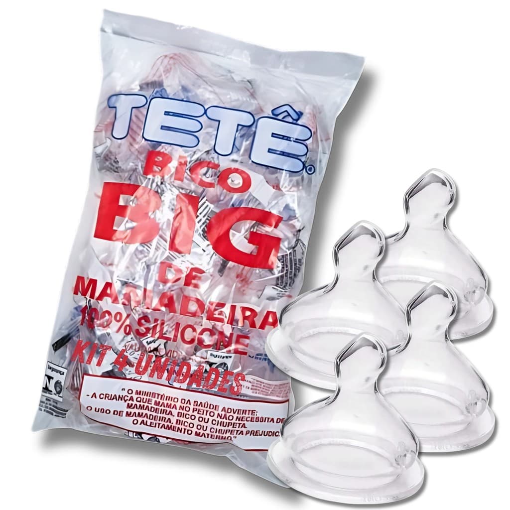 Bico Big De Mamadeira Ortodontico Orto Silicone Kit de 4 Unidades Tetê Livre Bpa