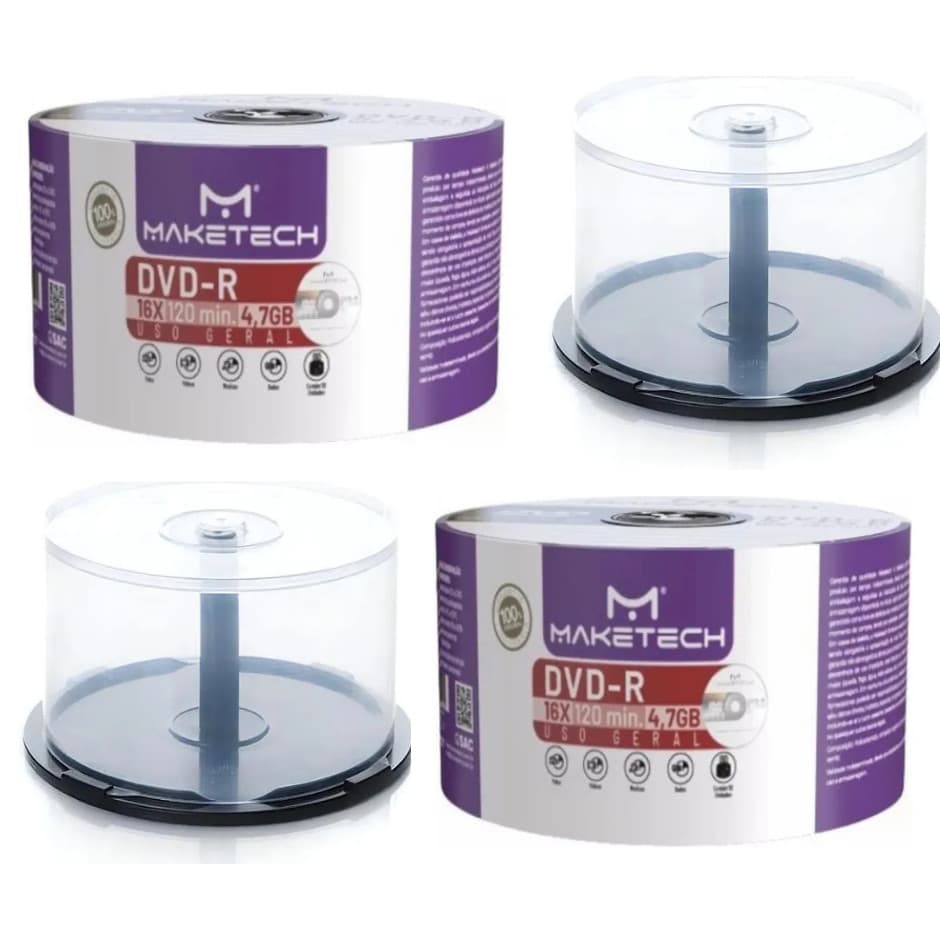 50 Mídia Dvd-r Maketech Original made In Taiwan Com Pote