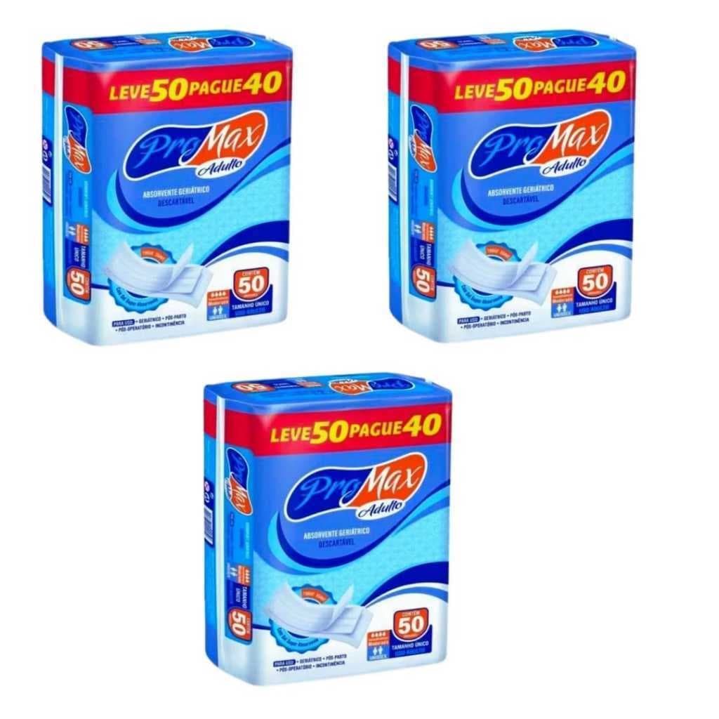 Kit Com 3 Absorventes Geriátrico Pro Max Com 150 Unid