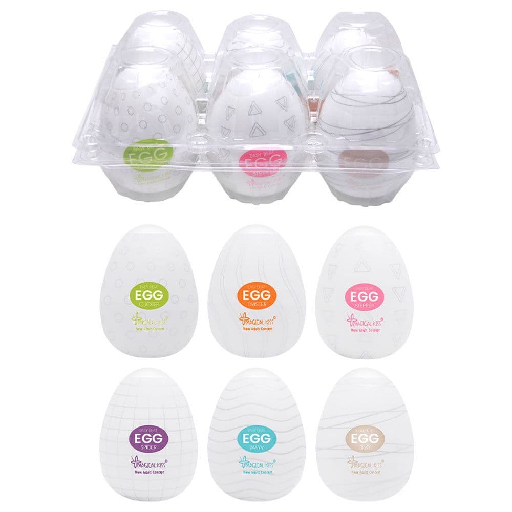 Kit 6 Masturbadores Egg Magical Kiss Silicone Sensual Love Texturas Diferentes Masculino Sex Shop