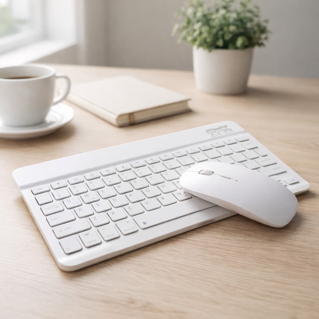 Conjunto Teclado + Mouse Sem Fio Bluetooth AN-030 – Branco