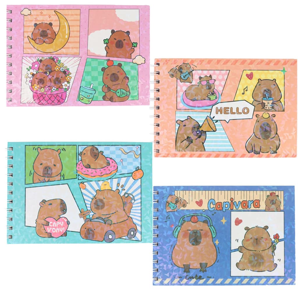 KIT 3/5/10 Livro de Colorir Infantil 50 Folhas Capa Dura ou Capa Fina Holográfica Diversos Modelos Capivara Fruto De Mar