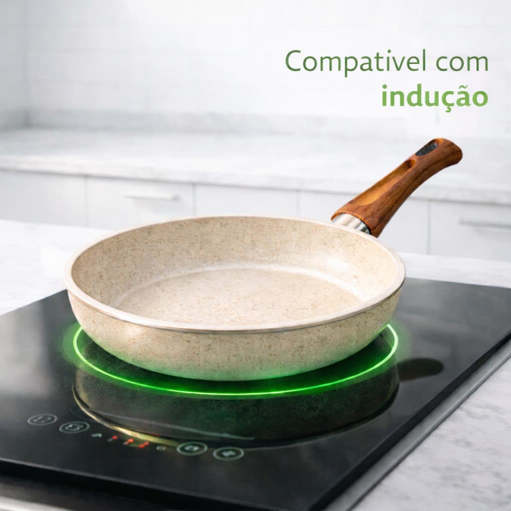 Frigideira Cerâmica Antiaderente Grande A Gás Indução Cooktop Elétrico Frita Sem Óleo Não Gruda 24cm