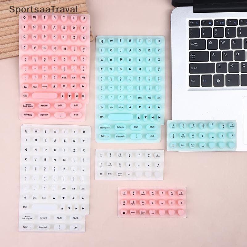S & T 70/21pcs Teclado Adesivo Elevado Stiers Para Bolhas De Arte De Unhas Longas Auto-Silicone Digitação Keycaps Nul