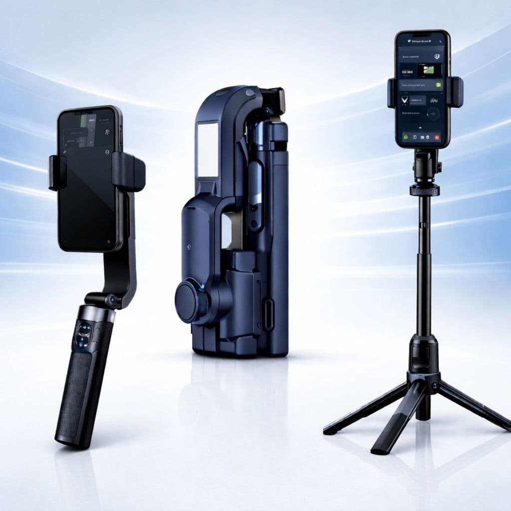 Estabilizador Gimbal Com Luz Integrada Bpx Tripé Preto Profissional Para Smartphone Q31 Fotos Vídeos