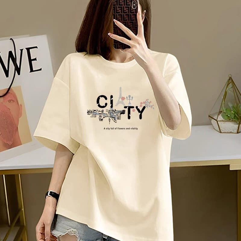 Top de maternidade vestido de verão 2025 novo estilo puro algodão manga curta camiseta feminina verão comprimento médio 