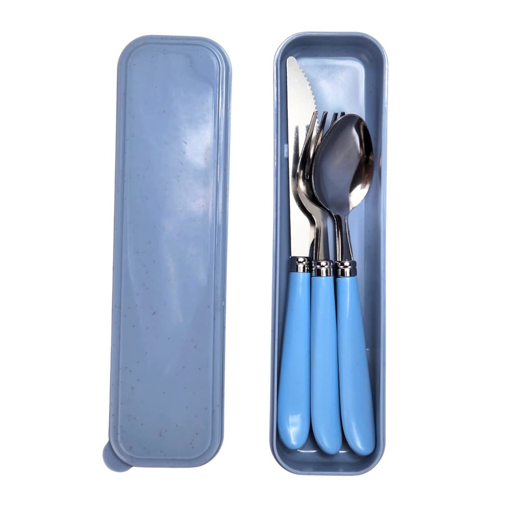 Kit Talheres com Estojo Garfo Colher e Faca Prático para Marmita Trabalho e Viagem