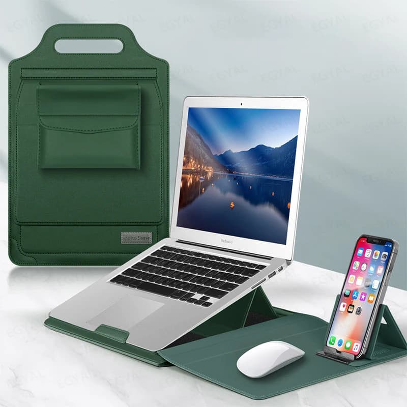 Capa Multiuso Para Laptop MacBook Air 13 , M1 M2 M3 M4 M5 Pro 14 16 15 Em PU , Mouse Pad Com Suporte